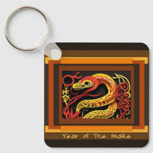 Chinese New Year Snake Monogram SqK02 Keychain