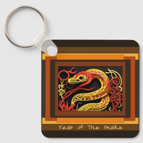 Chinese New Year Snake Monogram SqK02 Keychain