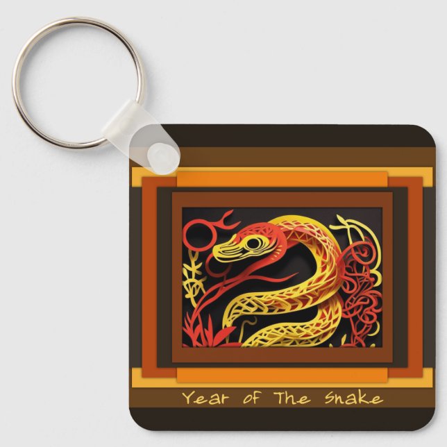 Chinese New Year Snake Monogram SqK02 Keychain (Front)