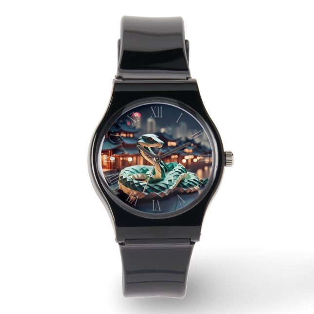 Chinese New Year Snake Origami Zodiac Birthday aW1 Watch (Front)