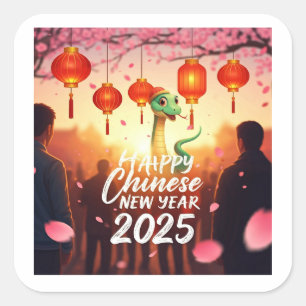 Chinese New year Snake Square Sticker