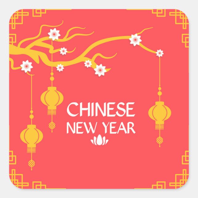 Chinese New Year Square Sticker (Front)
