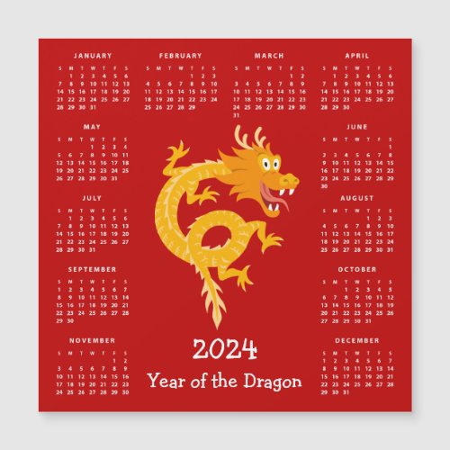 Chinese New Year Wood Dragon Zodiac Calendar 2024 