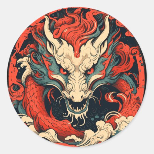 Chinese New Year Year Dragon Zodiac Sign Classic Round Sticker