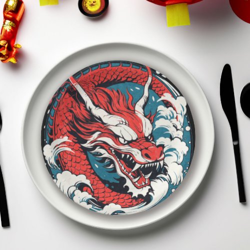 Chinese New Year Year Dragon Zodiac Sign Paper Plates