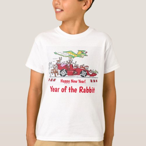 Chinese New Year Year of the Rabbit Racing Car T_Shirt