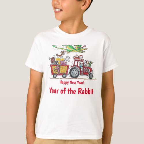 Chinese New Year Year of the Rabbit Tractor T_Shirt