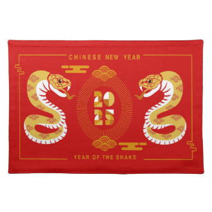 Chinese New Year, Year of the Snake 2025 Cloth Placemat