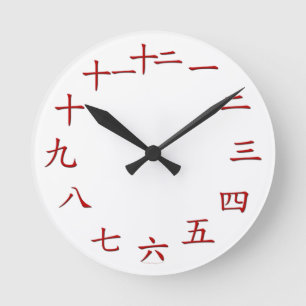 Chinese Number Clock - Red