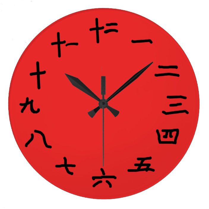 Chinese Numbers on Red Wall Clock