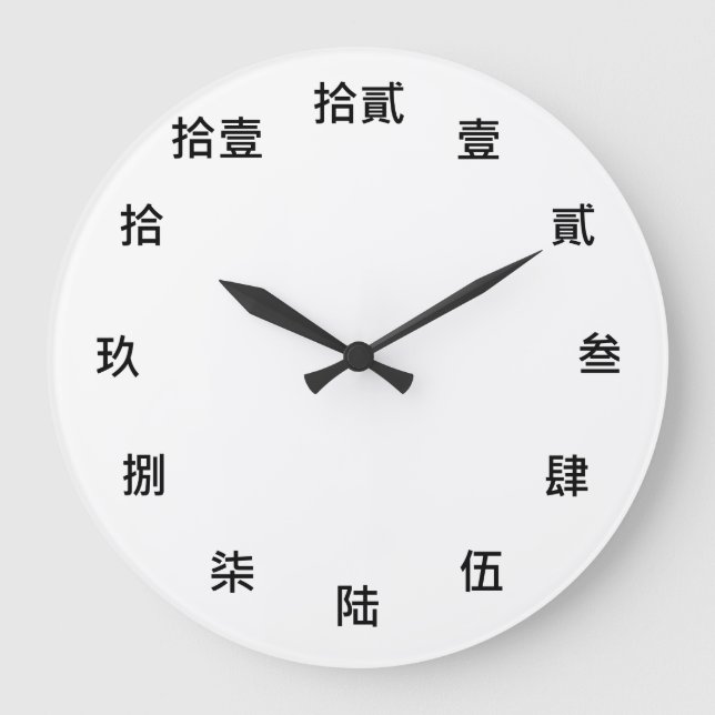 Chinese Numeral Character (Black font) Large Clock (Front)