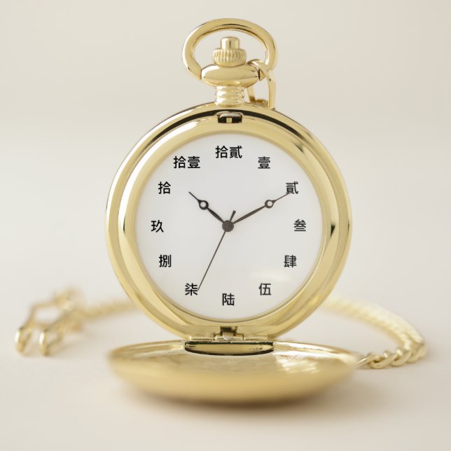 Chinese Numeral Character (Black font) Pocket Watch (Inside)