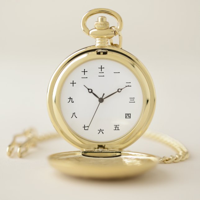 Chinese Numeral Character (Black font)  Pocket Watch (Inside)