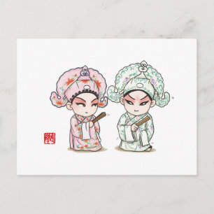 Chinese Opera Character Postcard - Liang and Zhu