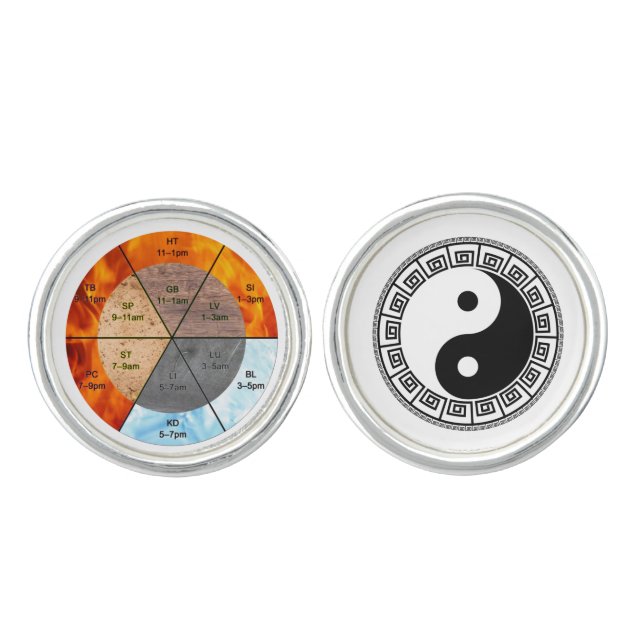 chinese organ clock meridians acupuncture elements cufflinks (Front)
