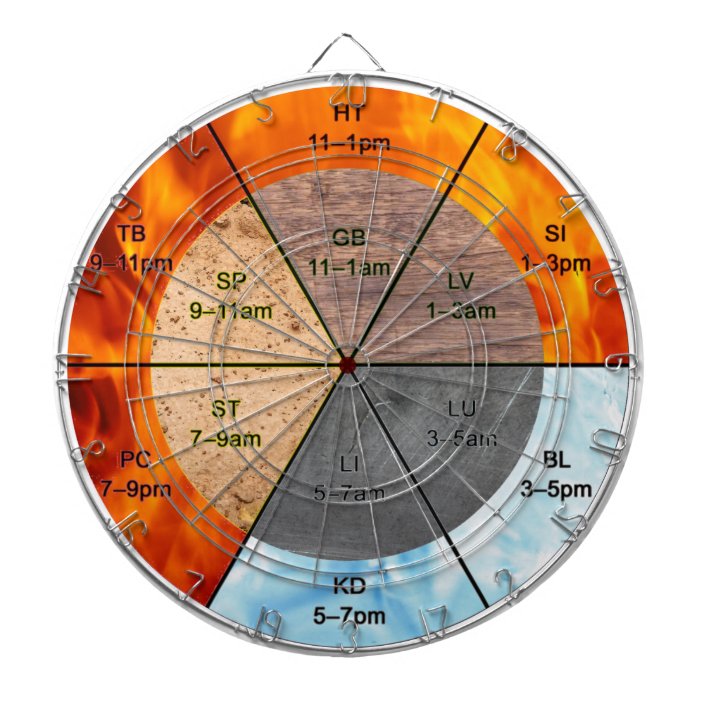 Chinese Organ Clock Meridians Acupuncture Elements Dart Board 