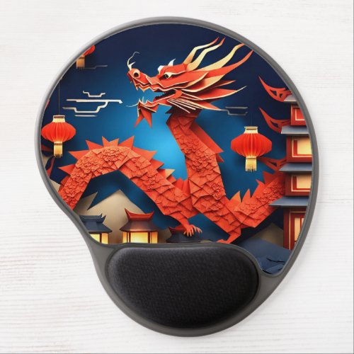 Chinese Origami Red Dragon Year GMP Gel Mouse Pad