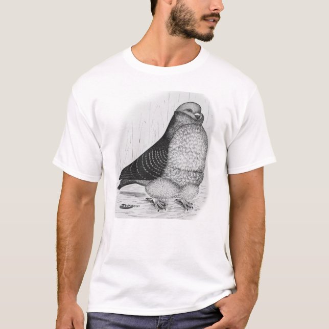 Chinese Owl Pigeon Ink Drawing T-Shirt (Front)