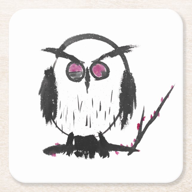 Chinese Owl Stone Coaster (Front)