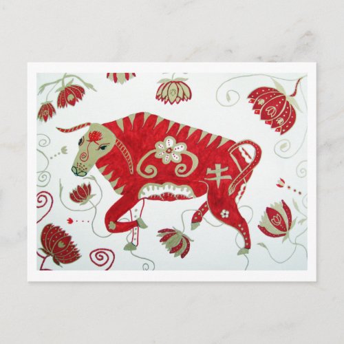 Chinese Ox Astrology Postcard