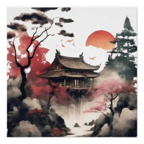 Chinese Pagoda Glossy Poster
