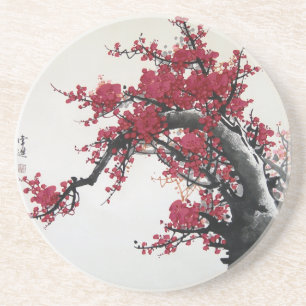 Chinese Painting - Cherry Blossom Coaster