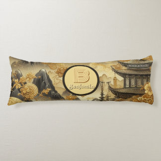 Chinese Painting Faux Golden Dripping Monogrammed Body Pillow