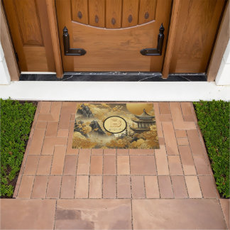 Chinese Painting Faux Golden Dripping Monogrammed Doormat