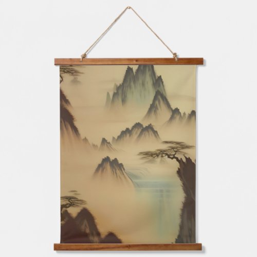 Chinese Painting Mountains And Waterfall Hanging Tapestry