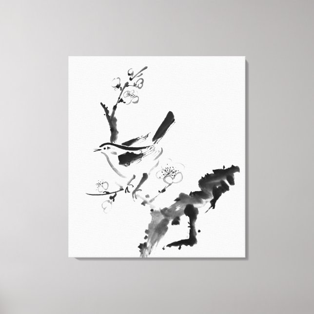 Chinese painting , plum blossom and bird canvas print (Front)