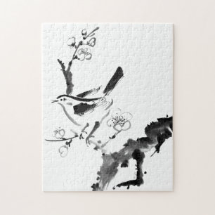 Chinese painting , plum blossom and bird jigsaw puzzle
