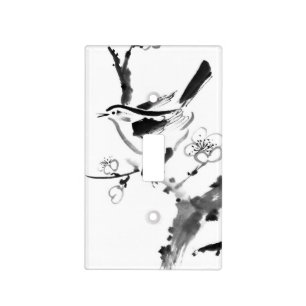 Chinese painting , plum blossom and bird light switch cover