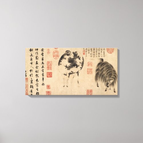 Chinese Painting Ram Goat Lunar Year Zodiac CP Canvas Print