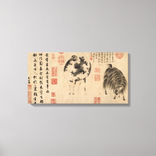 Chinese Painting Ram Goat Lunar Year Zodiac CP Canvas Print
