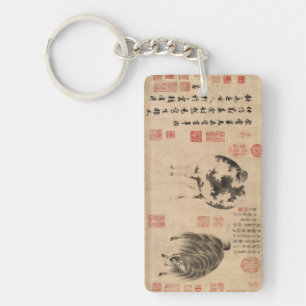 Chinese Painting Ram Goat Lunar Year Zodiac KeyC Keychain