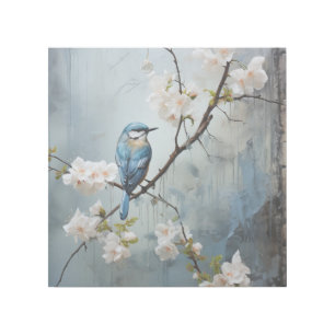 Chinese Painting with Blue Birds and Flowers Gallery Wrap