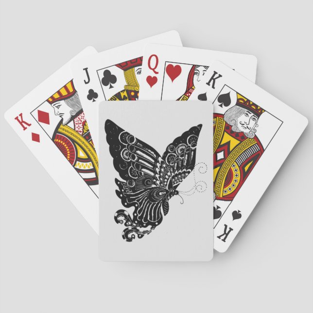 Chinese Paper-Cut Butterfly Design Poker Cards (Back)