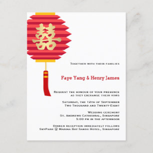 Chinese Paper Lantern and Double Happiness Wedding Invitation