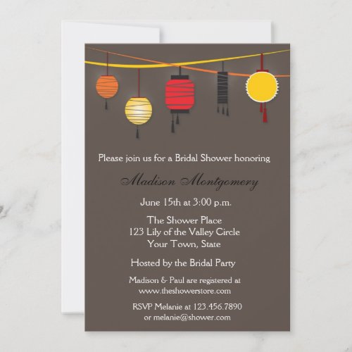Chinese Paper Lanterns Bridal Shower Invitation