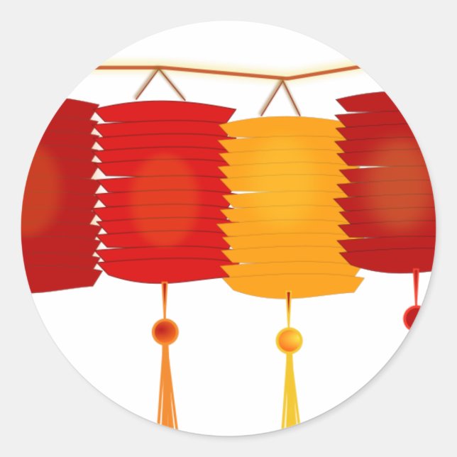 Chinese Paper Lanterns Classic Round Sticker (Front)