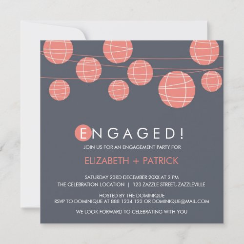 Chinese Paper Lanterns Engagement Party Invitation