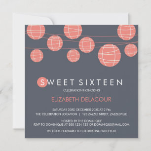 Chinese Paper Lanterns Sweet Sixteen Invitation