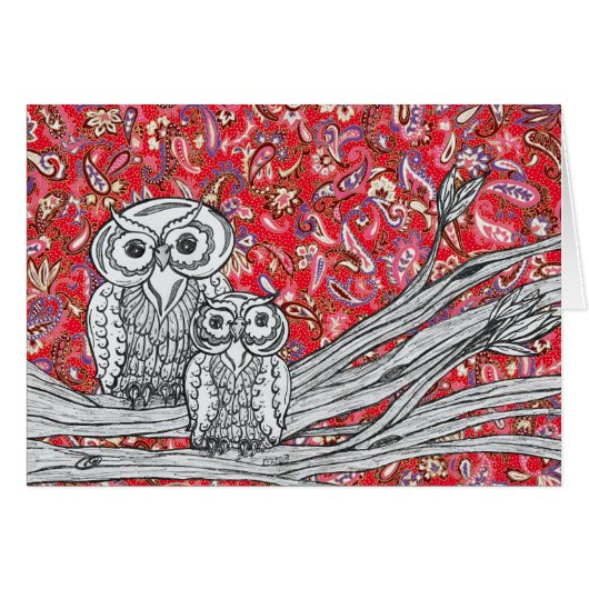 Chinese Paper Owls 1 Card (Front Horizontal)