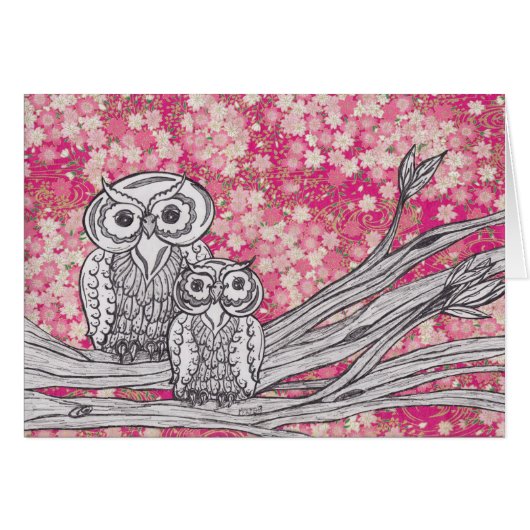 Chinese Paper Owls 4 Cards (Front Horizontal)