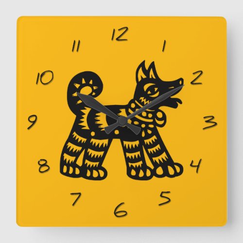 Chinese Papercut Dog Year 2018 Yellow Clock