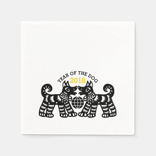 Chinese Papercut Earth Dog Year 2018 Paper Napkin (Front)