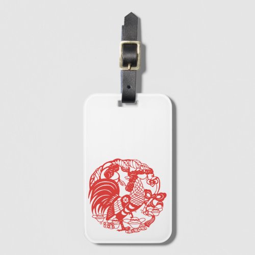 Chinese Papercut Rooster Year 2017 Luggage Tag