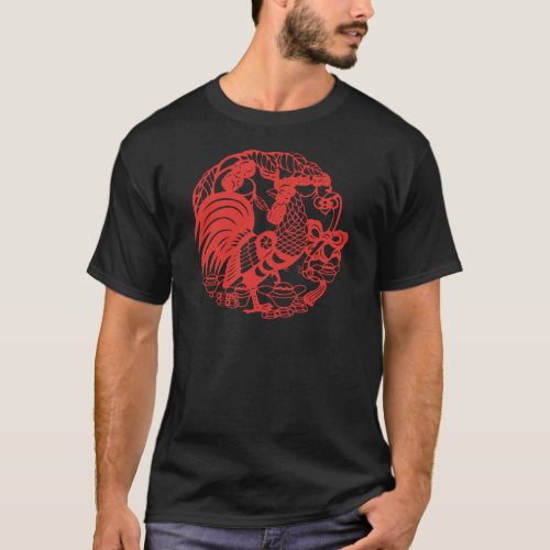 Chinese Papercut Rooster Year 2017 men B Tee