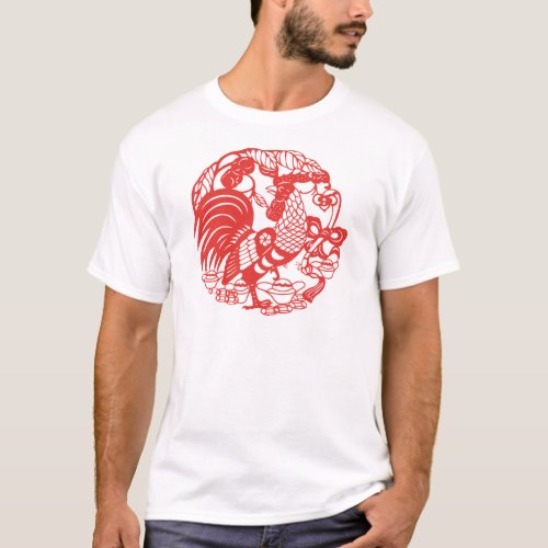 Chinese Papercut Rooster Year 2017 men W Tee