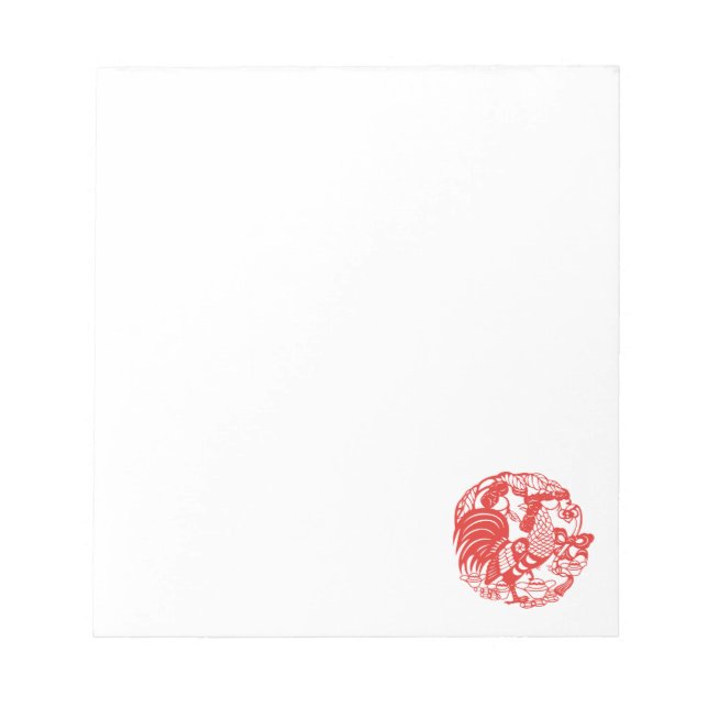 Chinese Papercut Rooster Year 2017 notepad (Front)